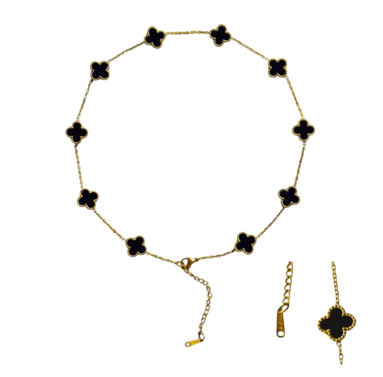 Collier trèfle Noir
